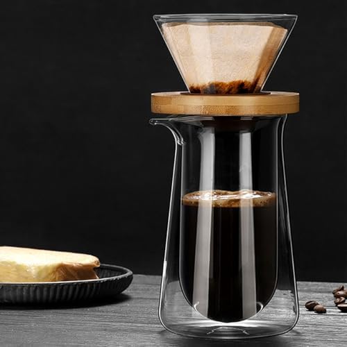 hogtnd Borosilicate Coffee Maker Set: Dripper and for Hot/Cold, Easy Coffee Set Filter Glass Over Insulated Hand