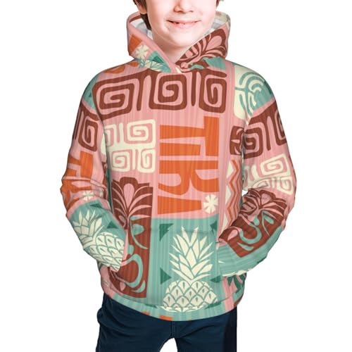 Exotic Tiki Pattern Kids Pullover Hoodies Boys Sweatshirts Girls Athletic Clothes with Pocket2
