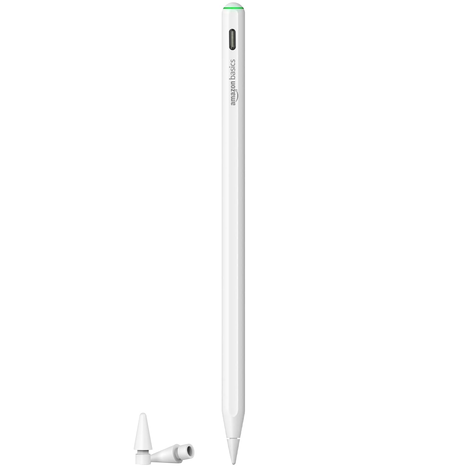 Amazon Basics Stylus Pen for iPad with Magnetic Wireless Charging, Palm Rejection, Apple Pencil Compatible with Pro 11 in 1/2/3/4, Pro 12.9 in 3/4/5/6, Air 4/5, Mini 6 (White)