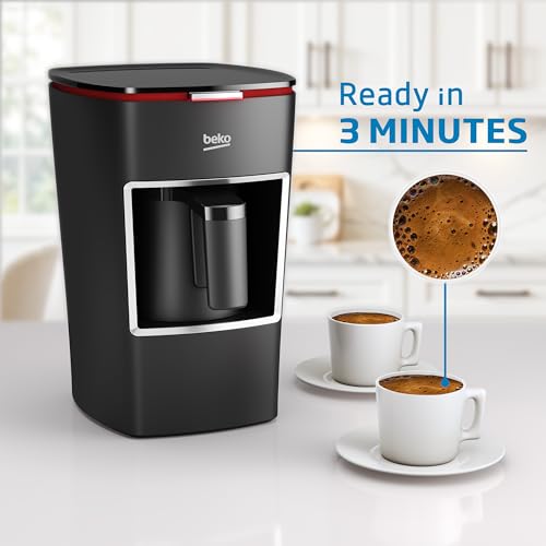 Image of Beko Turkish Coffee Maker, 2 Cups Capacity, 100% BPA Free Turkish Coffee Machine, 120V CookSense Technology, Perfect Taste in 3 Minutes, Turkish Coffee Pot Electric, Black