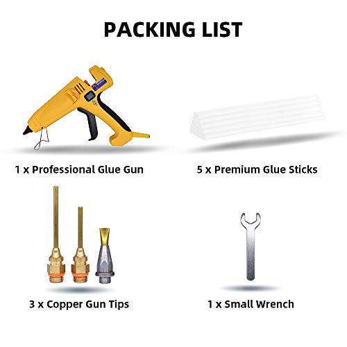 Professional Full Size Hot Glue Gun 500-Watt High Temp Industrial Heavy Duty Glue Guns Temperature Adjustable With Led Digital Display Gift 3 Gun Tips & 0.43" Glue Sticks #TOP1