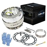 [日本語取り付けガイド/追加配線ケーブル・手袋付き] NRG クイックリリースキット Gen 2.0 SRK-200 クイックリリース ステアリング ボス 着脱 カーカスタム 防犯 盗難防止 車 カスタマイズ Quick Release 正規輸入品 (シャイニーシルバー)