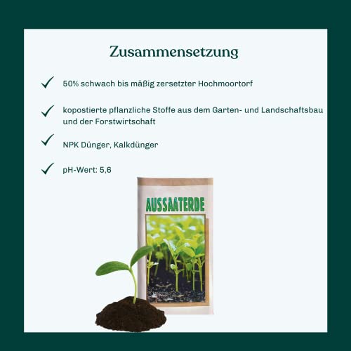 Aussaaterde für Pflanzen Blumen und Kräuter optimale Versorgung durch perfekte Zusammensetzung Kräutererde (40 Liter) - Image 4