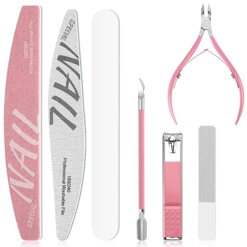 Juego de manicura Profesional Herramientas para cutículas Limas de Uñas Kit de cuidado de uñas herramientas de manicura con empujador de cutículas Alicates Cuticulas Cortaúñas de Acero Inoxidable