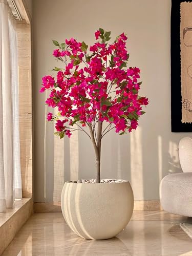 Image of Premium Artificial Bougainvillea Plant with Pot (4 Feet) Tall Faux Flower Tree | Realistic PVC Leaves & Fabric Flowers | Decorative Plant for Home, Office, Balcony & Living Room Decor