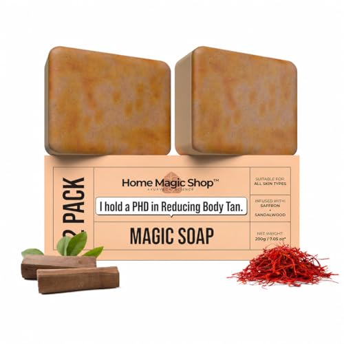 Image of Ghar Magic Shop Sandalwood & Saffron Magic Soaps For Bath| Paraben Free | Chandan & Kesar Bath Soap | Handmade Soaps For Glowing | Skin Brightening Soap For Men & Women 100g (Pack Of 2)