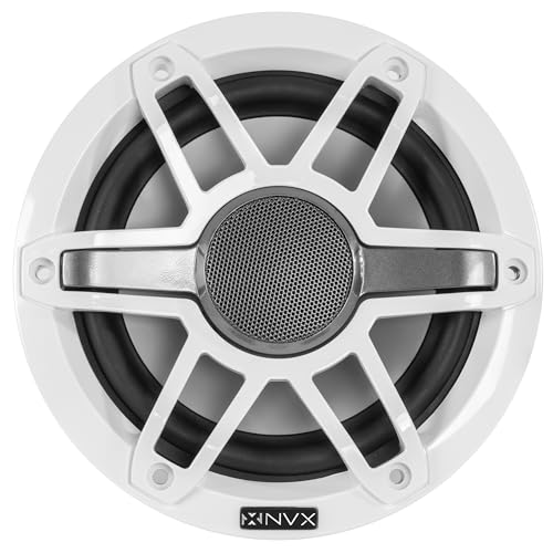 NVX® MVSP65 Premium 6.5” 2-Way Marine Coaxial Speakers (Pair), 600W Max, 200W RMS, 1” Silk Dome Tweeters, with RGB LED Lighting for Boats/UTV/ATV/SxS/Powersports (White and Black Grilles Included) - Thumbnail 4