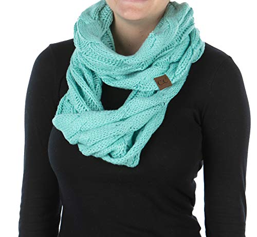 Womens Infinity Scarf Cable Knit Wrap - Mint