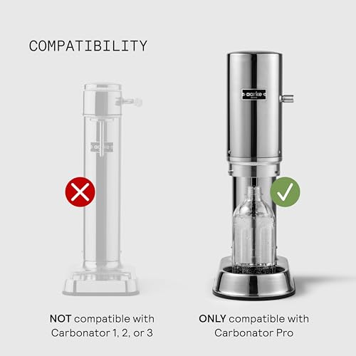 aarke Glasflasche – NUR kompatibel mit Carbonator Pro (PASST NICHT für Carbonator 1, 2 oder 3) Spülmaschinenfest, Edelstahl-Details