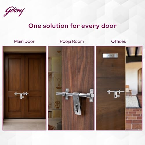 Image of Godrej Door Fittings | Aldrop for Main Door (10 inch, Satin Finish) | SS304 Lock for Left & Right Handed Doors | Suitable for All-Type Doors of Residential & Commercial Complexes | Size 16 x 300 mm