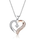 ♥ DISEÑO DE FORMA DE CORAZÓN para la madre ♥ El colgante en forma de corazon cuelga un circón brillante, como la madre brilla en nuestros corazones para siempre; La letra hueca MOM en el lado del colgante se suma a la singularidad del collar.