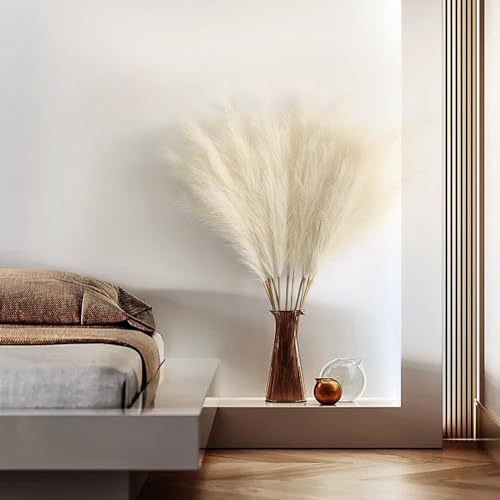 Miniatura 5 de 12 Piezas Pampas Secas Decoracion Artificial,115cm 45inch Hierba De Pampas Grandes Artificial, Flores Secas Decoracion Para Jarrones,Mesa,Bodas,Boho Decor Beige