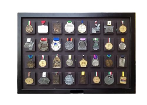 32 Medal Display in Dark Brown