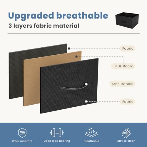 DUMOS Nightstand with 4 Drawers Bedside Table with Removable Fabric Bins Sturdy Steel Frame Wood Top Organizer Furniture for Bedroom Closet Living Room by DUMOS - Image 3