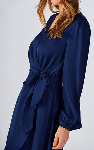 Prettygarden Women'S 2023 Fall Dresses Casual Long Sleeve Wrap V Neck Maxi Dress High Low Wedding Guest Dress Ruffle Hem thumb #8