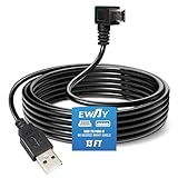 EWAY Mini USB Dash Cam Power Cable 13ft, for Rexing V1 Pro V5 V3 Byakov S6 Rove R2-4K Dashcam Dashboard Camera Recorder, USB 2.0 A to 90 Degree Right Angle Mini-B Charging Cord Car Charger Adapter