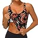 Cozy for Japanese Chinese Dragon Flower Black Floral Yoga Bra for Women Girls, U-Shaped Back Tops with Pads Control Shapewear Outfit for Sports Fitness