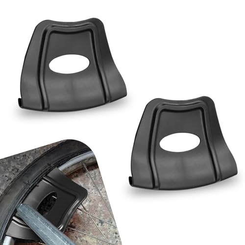 Image of Pack-2 Car Tire Disassembly Rim Protector, Double Convex Anti-Slip Structure Rim Anti-sratch Cover, Oval Hollow Handle Labor-Saving Easy-to-Turn Tool, Universal for Cars Motorcycles (Black)