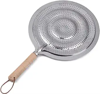 Alark Simmer Ring Plate Stainless Steel with Wooden Handle Cast Iron Induction Diffuser Plate For Electric Gas Stove Glass Induction Cooktop Converter Cookware Hob Heat Diffuser for All Stove