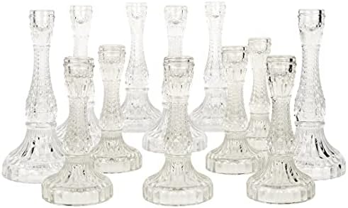 Koyal Wholesale Distressed Vintage Glass Taper Candle Holders Ass...