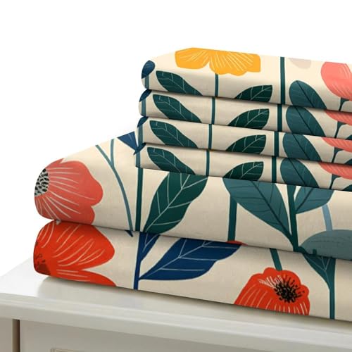 Housse de couette fleurie 200x200 pour lit double en microfibre - 7