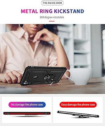 Compatible with Samsung Galaxy A11 Phone Case 6.4 Black | Samsung Galaxy A11 Phone Case,Screen Protector 360 Degree Rotating Metal Ring Slim Shock Reinforced Corner Silicone