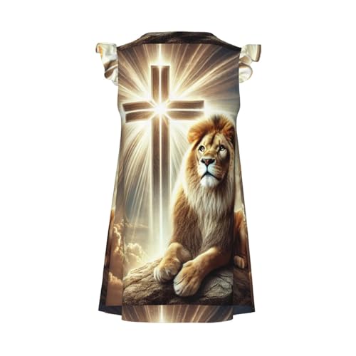 Augenstern Flutter Sleeve Nightgown Pajama Gown Jesus-Lion-Cross Easy Pull-On Sleepwear Nightdress2