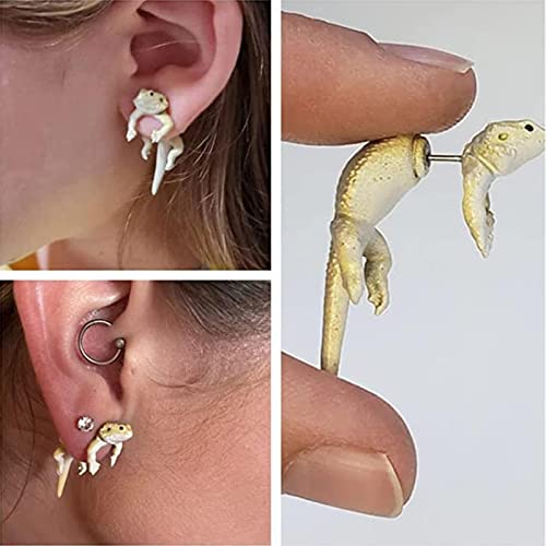 Cute 3D Animal Earrings Funny Cartoon Lizard Stud Earrings Jewelry Gift, Cute Funny Lizard Stud Earrings Vintage Silver Jewelry Gift, 3D Animal Earrings for Women Girls (1 Pair)2