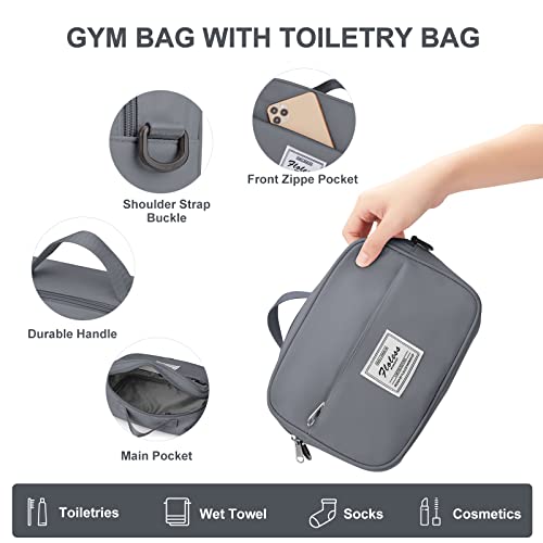 Travel Duffle Bag with toiletry bag，Weekender Bags for Women,Waterproof Carry on Bag Overnight Bag with Wet Pocket&Trolley Sleeve，Sports Tote Gym Bag，DarkGray3