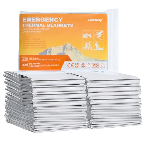 6 Pack Emergency Blankets (83″ x 52″) – Mylar Thermal Space Blankets for Survival and Protection – Ideal for Camping, Outdoors, Hiking, Rescue, Marathons