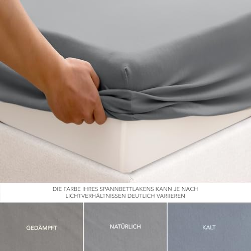 Dreamzie Spannbettlaken 70x200cm, 100% Baumwolle Jersey dehnbar, Spannbetttuch Bettlaken, Steghöhe 15 cm für Matratzen bis 12 cm, Oeko-Tex Zertifiziert, Hypoallergen, Anthrazit