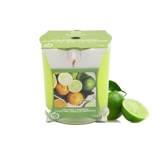 Scented Candle Lime, Basil & Mandarin 170g Single Wick 45hrs Glass Jar Gift Idea