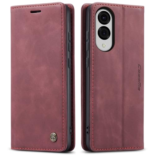 Étui portefeuille Samsung S25 Edge anti-rayure rouge vin pour ne plus rayer l'écran avec vos clés