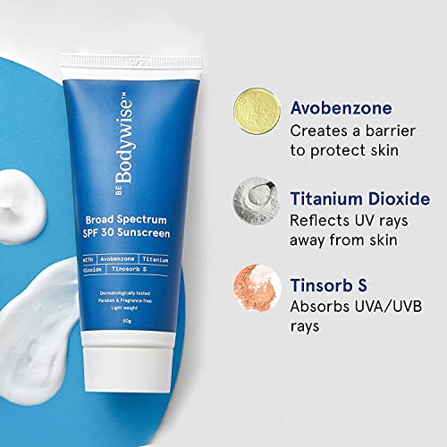 Image of Be Bodywise Sunscreen Cream Spf 30 & Underarm Roll On 50Ml|1% W /W Salicylic Acid, 1% Mandelic Acid, 2% Lactic Acid|Ultra Lightweight, No White Cast|Prevents Odor, Fades Pigmentation All Skin Type