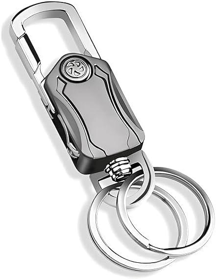 CAVERNSHOP 5-in-1 Multifunction Bottle Opener Keychain, Heavy Duty Metal Carabiner Keychain Tool with 360° Spinner, Dual Key Ring & Phone Holder, Portable Keychains for Car Bike Travel Outdoor