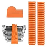 Mudygelay 52 pcs Modular Wrench Organizers for Tool Drawers - Wrench Rack with Metric&SAE Labels, Perfect Tool Storage Holder. Gift for Father and Boyfriend (Orange)