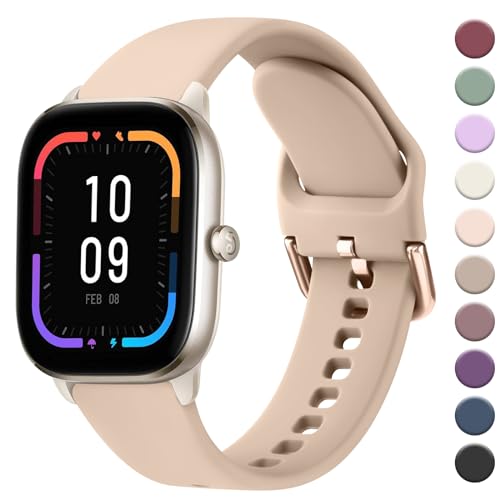 ZGCE für Amazfit GTS 4 Mini Armband/Amazfit GTS 2 Mini Armband/GTR Mini/GTS 4/GTS 3/GTS 2 20mm Klassisch Silikon Armbänder Damen Herren Verstellbares Sport Ersatzband Uhrenarmband Milchtee Farbe