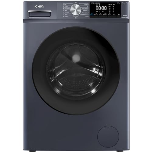 CHiQ Lave-linge CFL80-14586IM3XA, Chargement frontal 8 kg,Space Pro,Moteur Inverter stable, 1400 tr/min, Programme intelligent à IA, Fonction vapeur, Lavage rapide 15 minutes, 15 cycles lavage, Gris