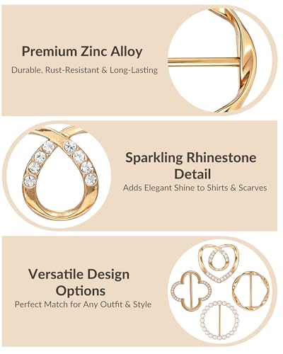 Image of 4PCS Scarf Ring Clips for Women Shirt Clips to Tighten Fashion Accessories