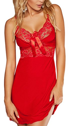 DKaren Damen Nachtwäsche | INES | Größen XS-2XL 92% Viskose, 8% Elasthan | XS Rot Cover