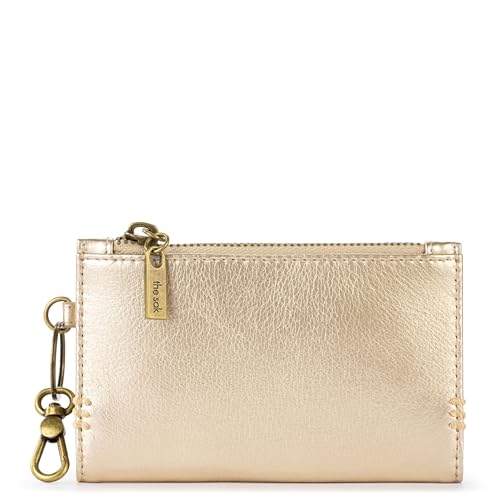 Image of The Sak Encino Card Wallet - Women's Leather Wallet For Everyday - Slim Wallet With Zipper, Credit Card Slots & Coin Holder - Light Gold