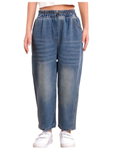 Hularka Kids Boys Girls Baggy Jeans Elastic Waist Pocket Loose Denim Pants Jeans Summer Casual Trousers Bottoms