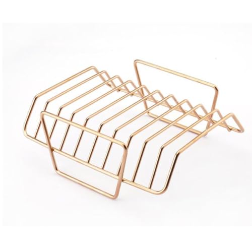 LatoYard Support à nervures de barbecue en acier inoxydable pour griller des côtelettes d'agneau et de la viande avec design portable pour arrière-cour et camping Noir