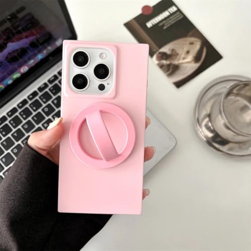 Coque iPhone 16 Pro silicone rose antichoc à support magnétique