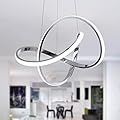 MAYNA LED Pendant Light with Irregular Ring Lights,Modern LED Chandelier, Dimmable Contemporary Ceiling Light Fixture for Dining Room Bedroom Kitchen Island Cafe, 6000K White