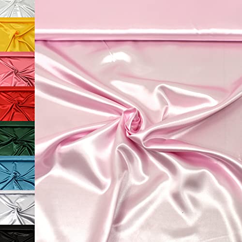 MAGAM-Stoffe 1m Estelle Satin Stoff uni ideal für Kleidung und Deko Meterware (05. Rosa)