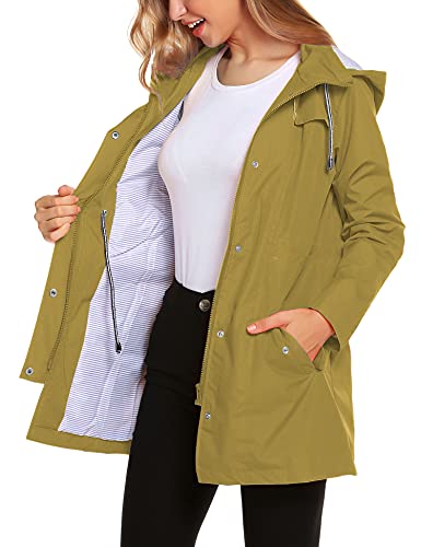 ZHENWEI Womens Lightweight Hooded Waterproof Active Outdoor Rain Jacket Camel S - Thumbnail 3