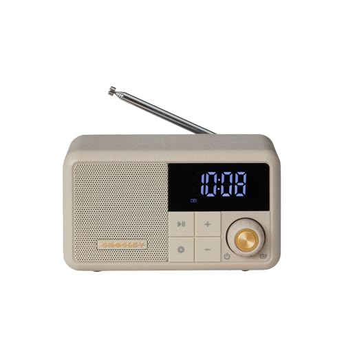 Crosley CR1121A-PB Cooper Retro AM/FM Radio, Portable Bluetooth Speaker with Aux Input and LED Display, Pebble by Crosley - Used condition - US$21.19