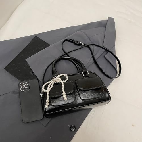 Sac à bandoulière en cuir PU élégant avec breloque nœud papillon