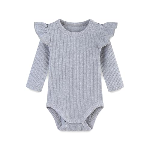 Baby Girl Organic Cotton Knit Ruffle Romper 0-24M
